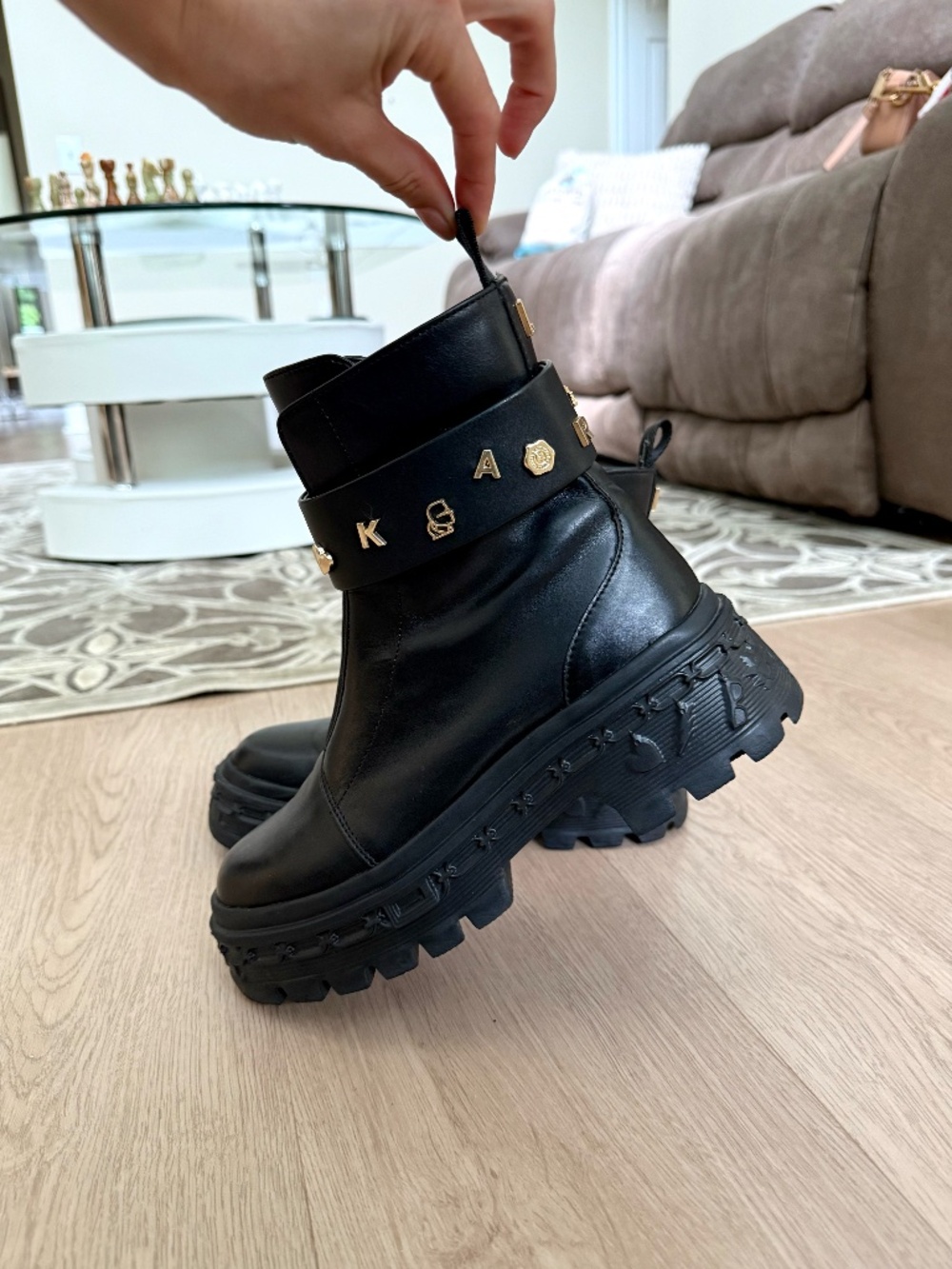 KARL LAGERFELD PARIS Women's Latisha Lug Booties 6